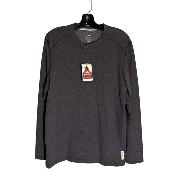 Roots 73 Other - Roots 73 Mens Riverrock Henley Top Dark Charcoal Long Sleeve Large